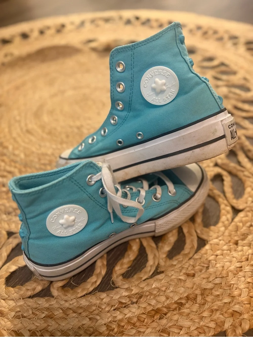 Converse Kids High-Top Sneakers in Teal Blue Juniors size 5